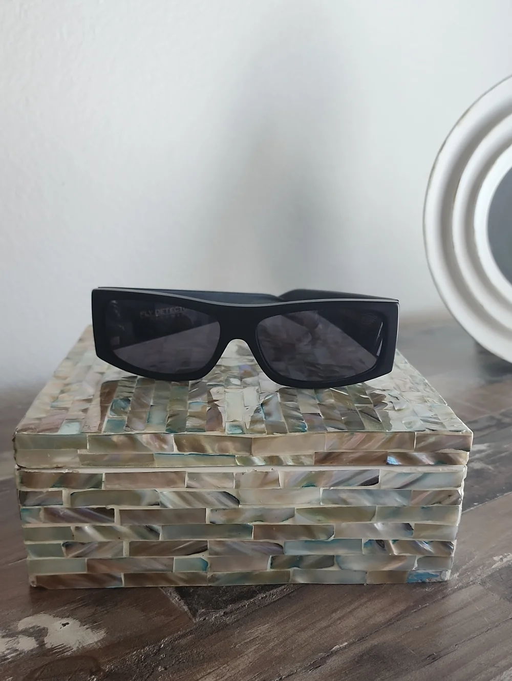 Mens Black Flys. Black Rectangle Sunglasses - Stylish UV Shades With Case